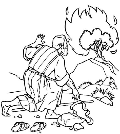 moses saw burning bush on mount hareb coloring pages